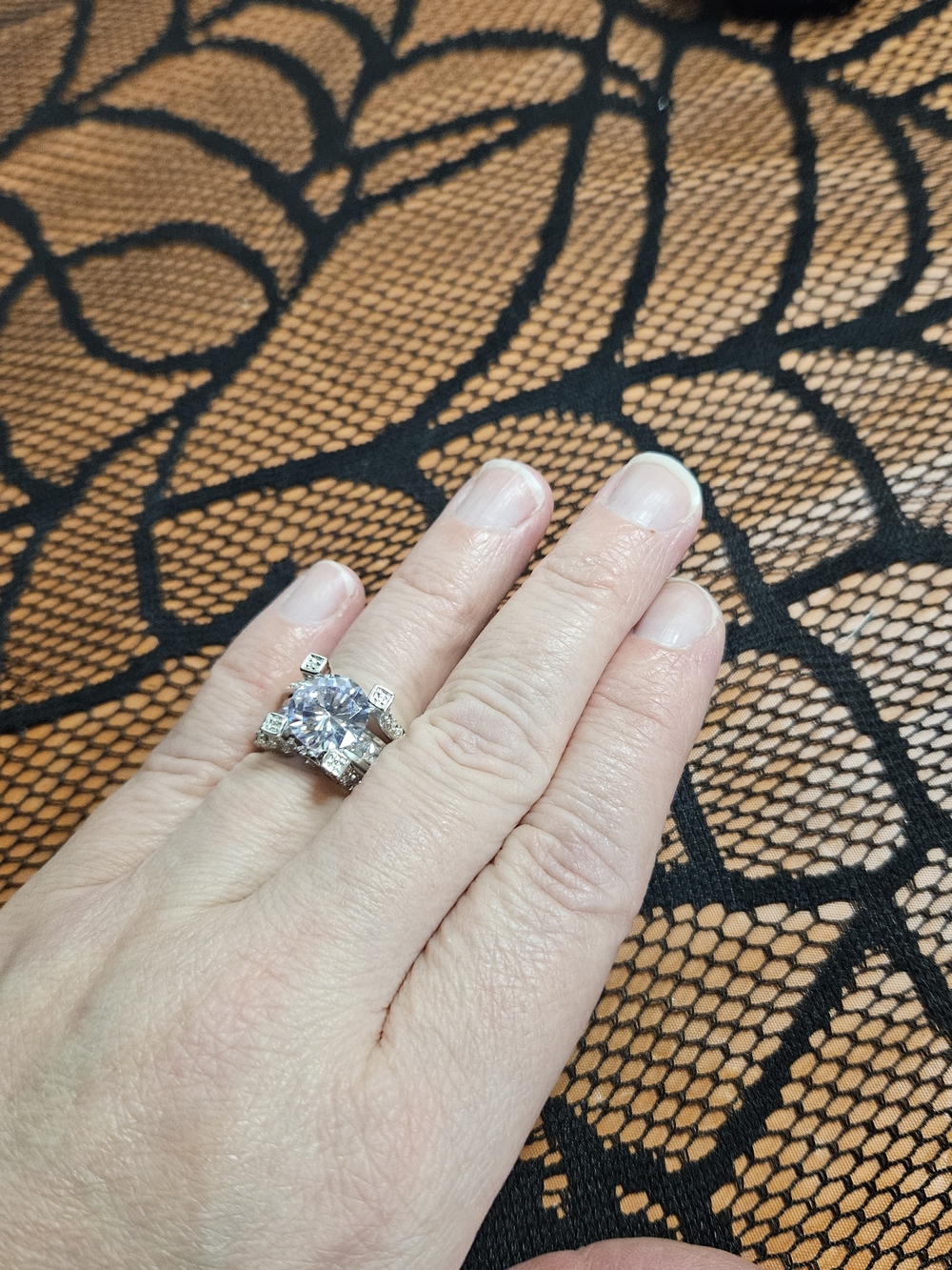 8.84CTW CZ BRIDAL SET / STATEMENT RING (5.35CTW DEW) -SIZE 6 - Picture 3 of 8